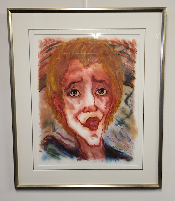 Roger Etienne, clown, olieverf op papier, van 450,- euro voor 100,- euro, nr. 36