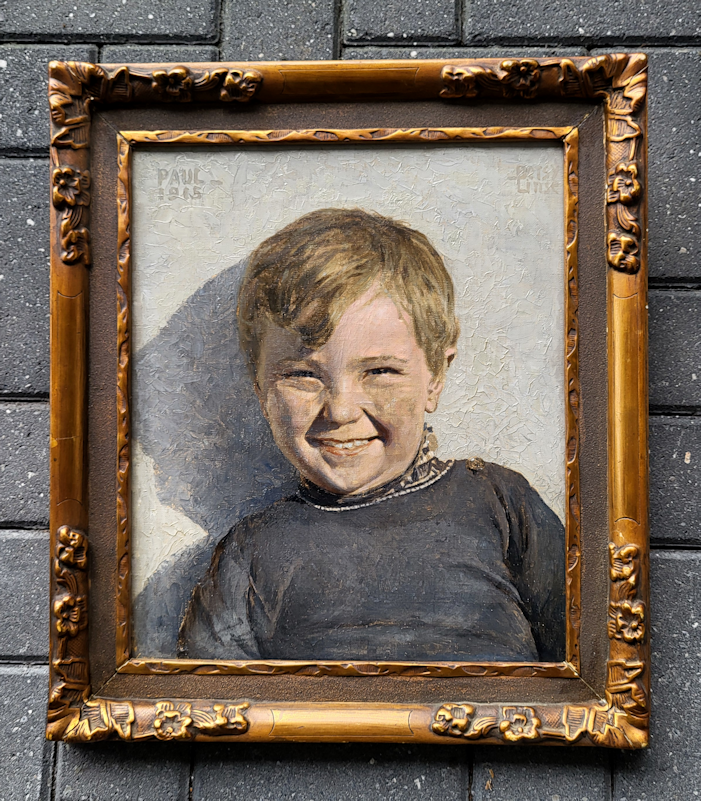 Johannes Linse, portret zoon Paul, olieverf op linnen, afmeting 33x40cm doekmaat, afmeting incl. lijst 45x52cm, 550,- euro, nr. 63