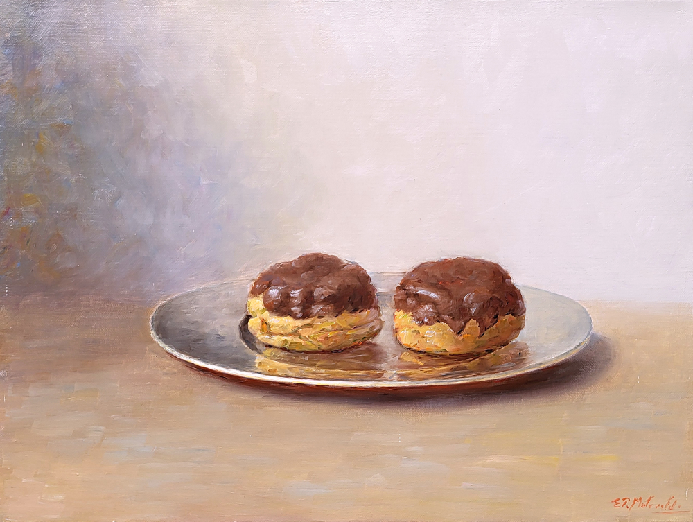 E.P. Moleveld, twee Bossche Bollen, olieverf op linnen, afmeting 30x40cm doekmaat, 850,- euro, nr. 39