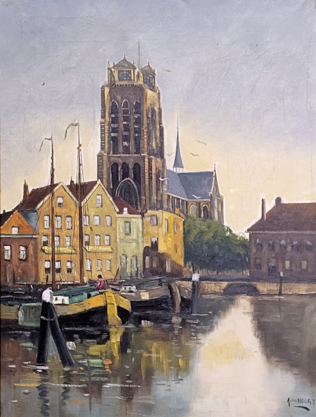 A. van Noort, Dordrecht, olieverf op linnen, afmeting 40x50cm, zonder lijst, 60,- euro, nr.61