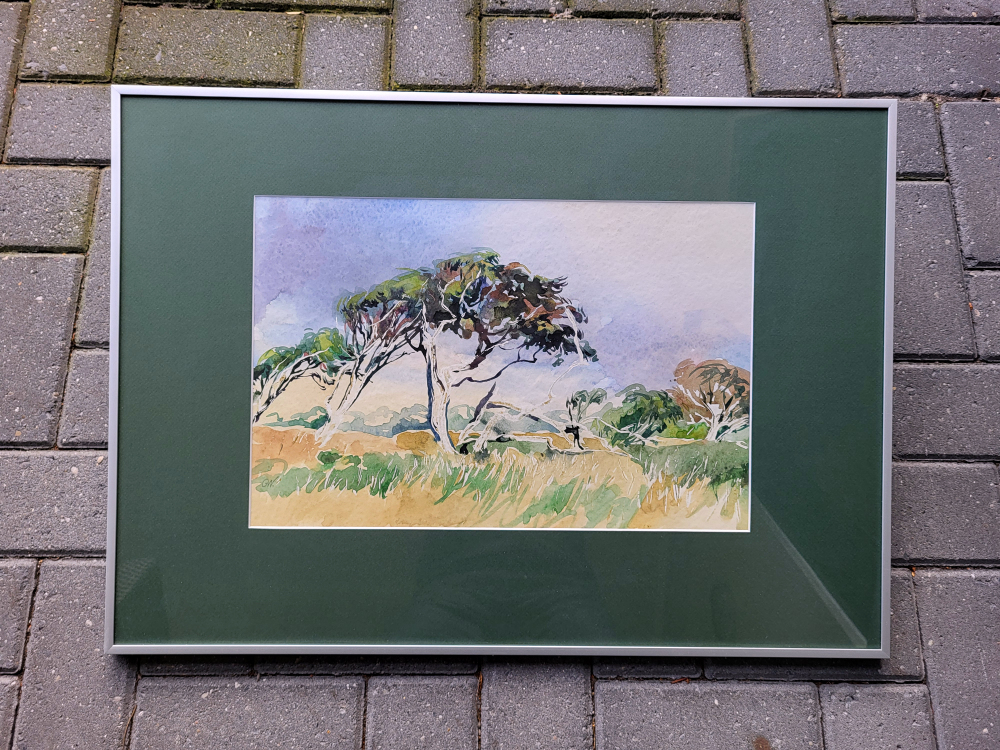 Geert de Weert, landschap, aquarel, afmeting incl. lijst 45x65cm, 40,- euro, nr. 23