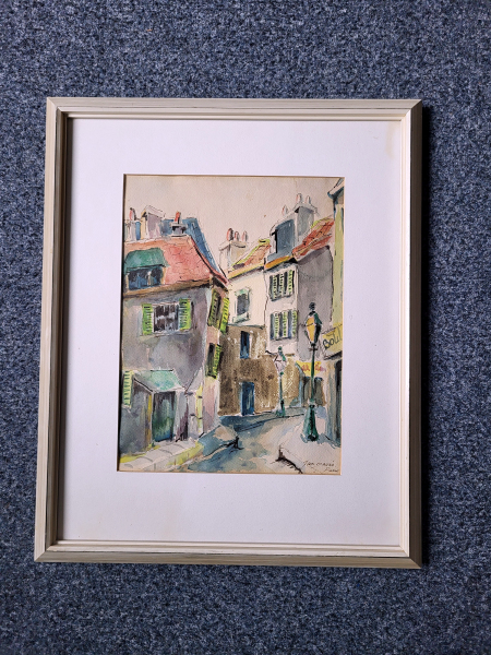 Stadsgezicht, gesigneerd, aquarel, 25,- euro